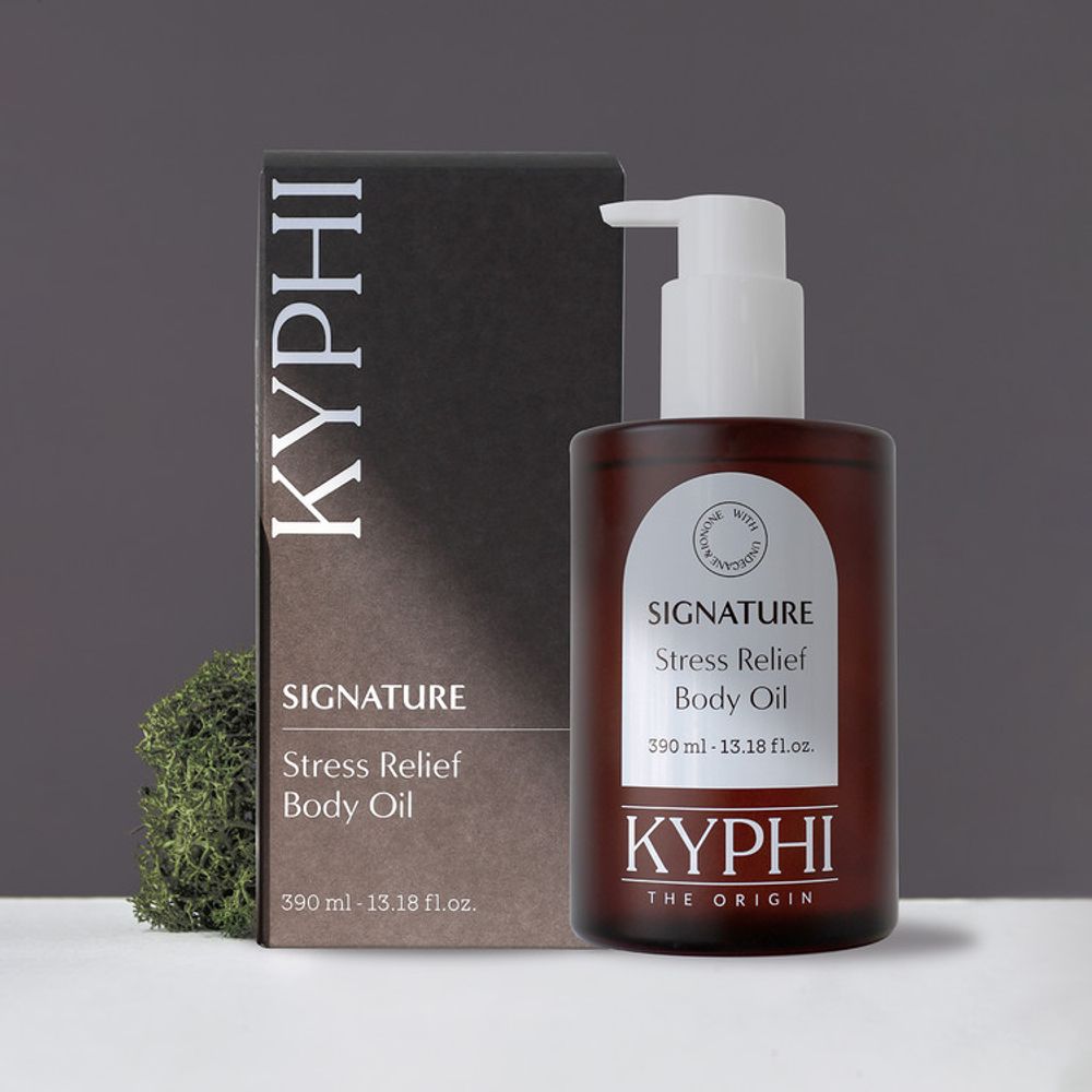 KYPHI Signature Stress Relief Body Oil 390ml – Lightweight, Non-Sticky, Wrinkle & Barrier Care, EVE VEGAN Certified, EWG Green Grade _ Made in KOREA